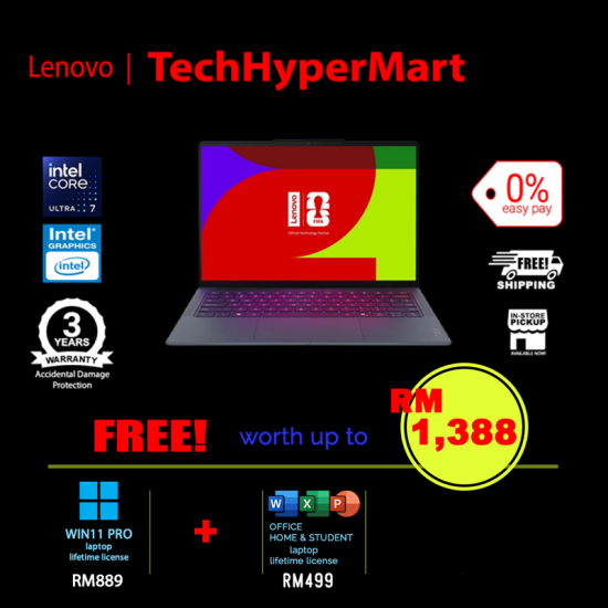Lenovo Yoga Slim 7 Ultra 14IPH11 83QK0031MJ-2-W11P-EPP 14" Laptop/ Notebook (Ultra 7 355, 32GB, 2TB, Intel, W11P, Off Home 2024 + Off 365 Basic, Touch)