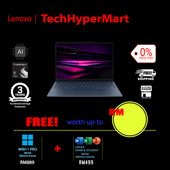 Lenovo Yoga Slim 7 14Q8Y11 83QR0021MJ-1-W11P-EPP 14" Laptop/ Notebook (Snapdragon X2 Plus X2P-42-100, 16GB, 1TB, Qualcomm Adreno, W11P, Off Home 2024 + Off 365 Basic, AI)