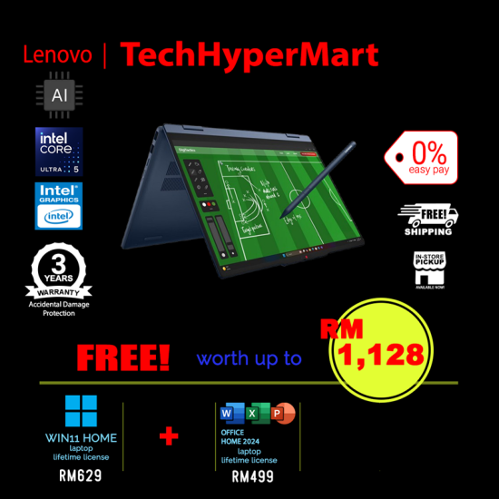Lenovo IdeaPad 5 2-in-1 14IPH11 83UG004MMJ-1-W11-EPP 14" Laptop/ Notebook (Ultra 5 322, 16GB, 1TB, Intel, W11H, Off Home 2024 + Off 365 Basic, Touch, AI)