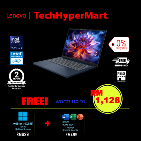 Lenovo IdeaPad Slim 3 14IPH11 83UQ0021MJ-1-W11-EPP 14" Laptop/ Notebook (Ultra 5 322, 16GB, 1TB, Intel, W11H, Off Home 2024 + Off 365 Basic)