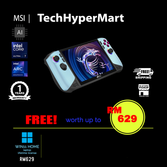 MSI Claw 8 AI+ A2VM Glacier Blue Edition-248MY 8" Handhelds (Ultra 7 258V, 32GB, 1TB, Intel Arc, W11H, Touchscreen, AI)