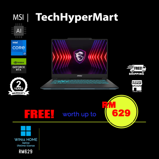 MSI Cyborg 14 A13VF-248MY-24-W11 14" Laptop/ Notebook (i7-13620H, 24GB, 512GB, NV RTX4060, W11H, AI)