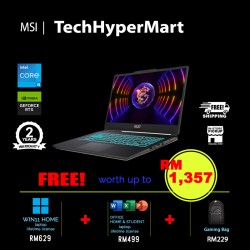 MSI Cyborg 15 A12VE-455MY-32-W11 15.6" Laptop/ Notebook (i5-12450H, 32GB, 512GB, NV RTX4050, W11H, 144Hz, Off H&S)