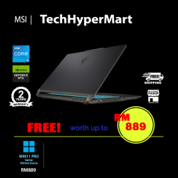 MSI Cyborg 15 A12VE-682MY-W11P 15.6" Laptop/ Notebook (i5-12450H, 16GB, 512GB, NV RTX4050, W11P, 144Hz)