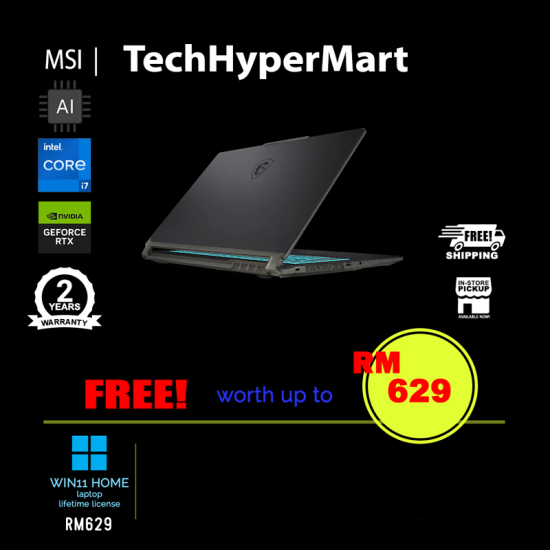 MSI Cyborg 15 A12VF-2464MY 15.6" Laptop/ Notebook (i7-12650H, 16GB, 1TB, NV RTX4060, W11H, AI)
