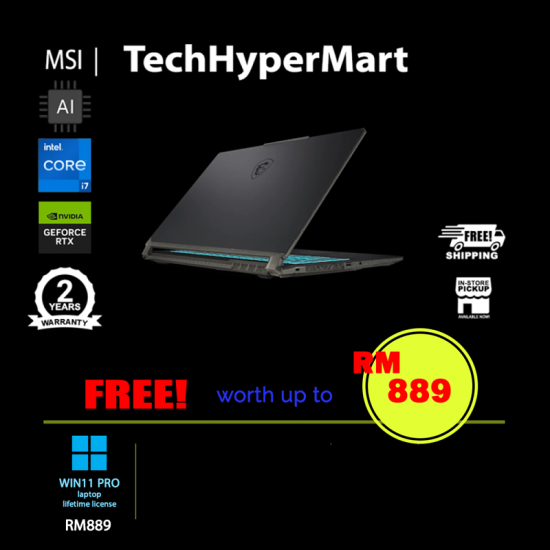 MSI Cyborg 15 A12VF-2464MY-24-W11P 15.6" Laptop/ Notebook (i7-12650H, 24GB, 1TB, NV RTX4060, W11P, AI)
