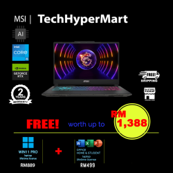 MSI Cyborg 15 A13VE-2215MY-24-W11P 15.6" Laptop/ Notebook (i5-13420H, 24GB, 512GB, NV RTX4050, W11P, Off Home 2024, 144Hz, AI Chip)