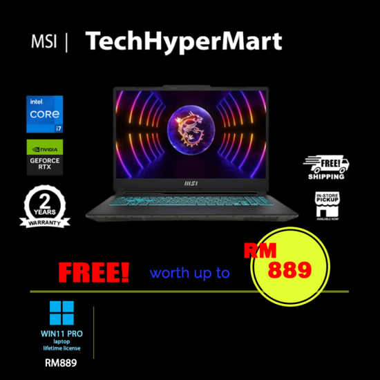 MSI Cyborg 15 A13VEK-887MY-W11P 15.6" Laptop/ Notebook (i7-13620H, 16GB, 512GB, NV RTX4050, W11P, 144Hz)