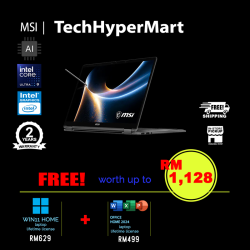 MSI Prestige 14 Flip AI+ D3MTG-224MY 14" Laptop/ Notebook (Ultra 9 386H, 32GB, 1TB, Intel, W11H, Off Home 2024, Touch, AI)