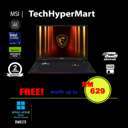 MSI Raider 18 HX AI A2XWJG-068MY 18" Laptop/ Notebook (Ultra 9 285HX, 64GB, 4TB, NV RTX5090, W11H, 120Hz, AI Chip)