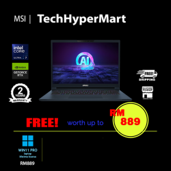 MSI Stealth 14 AI Studio A1VEG-060MY-24-W11P 14" Laptop/ Notebook (Ultra 7 155H, 24GB, 1TB, NV RTX4050, W11P, 165Hz)