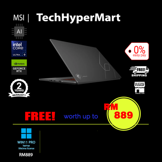 MSI Stealth 16 AI+ B3WF-022MY-1-W11P-EPP 16" Laptop/ Notebook (Ultra 9 386H, 16GB, 1TB, NV RTX5060, W11P, 240Hz, AI)