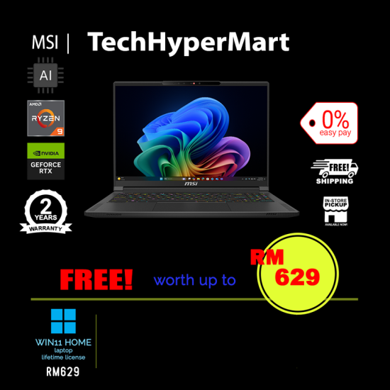MSI Stealth A16 AI+ A3HVFG-043MY-2-W11-EPP 16" Laptop/ Notebook (Ryzen AI 9 365, 32GB, 2TB, NV RTX4060, W11H, 240Hz, AI Chip) MSI Stealth A16 AI+ A3HVFG-043MY-2-W11-EPP 16" Laptop/ Notebook (Ryzen AI 9 365, 32GB, 2TB, NV RTX4060, W11H, 240Hz, AI Chip)