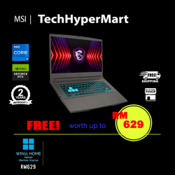MSI Thin 15 B12UC-1498MY-24-2-W11 15.6" Laptop/ Notebook (i7-12650H, 24GB, 512GB, 2TB, NV RTX3050, W11H, 144Hz)