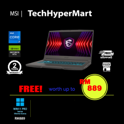 MSI Thin 15 B13UC-1864MY-32-1-W11P 15.6" Laptop/ Notebook (i7-13620H, 32GB, 512GB, 1TB, NV RTX3050, W11P, 144Hz)