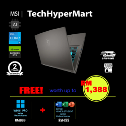 MSI Thin 15 B13UC-3456MY-24-W11P 15.6" Laptop/ Notebook (i5-13420H, 24GB, 512GB, NV RTX3050, W11P, Off Home 2024, AI)