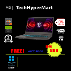 MSI Thin A15 B7UC-204MY-1-W11P-EPP 15.6" Laptop/ Notebook (Ryzen 7 7735HS, 8GB, 1TB, NV RTX3050, W11P, 144Hz)