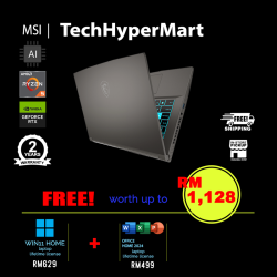 MSI Thin A15 B7VE-605MY-24-W11 15.6" Laptop/ Notebook (Ryzen 5 7535HS, 24GB, 512GB, NV RTX4050, W11H, Off Home 2024 + Off 365 Basic, 144Hz, AI Chip)