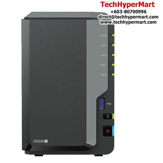 Synology DS224+ NAS Server (2 Bay, 4 Core 2.0GHz, 2 GB DDR4, 64-Bit)