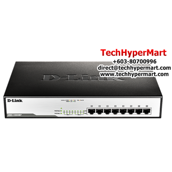 D-Link DGS-1008MP Unmanaged Switches (8 Port, PoE+ Support with High Power Budget)