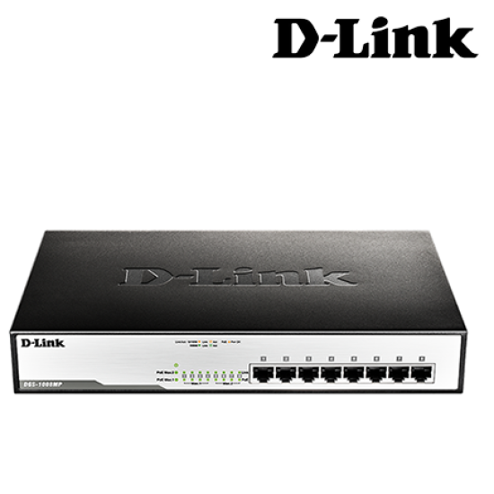 D-Link DGS-1008MP Unmanaged Switches (8 Port, PoE+ Support with High Power Budget)
