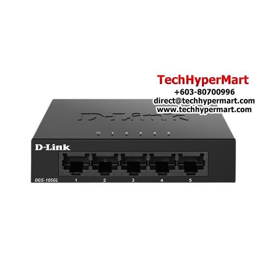 D-Link DGS-105GL Unmanaged Switch (5-Port, 3x 10/100 Fast Ethernet LAN ports)
