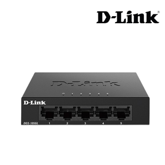D-Link DGS-105GL Unmanaged Switch (5-Port, 3x 10/100 Fast Ethernet LAN ports)