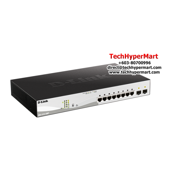 D-Link DGS-1210-10MP Managed Switches (8 Port Web Smart Gigabit POE Switch, 2 SFP Port, Network Security Features)