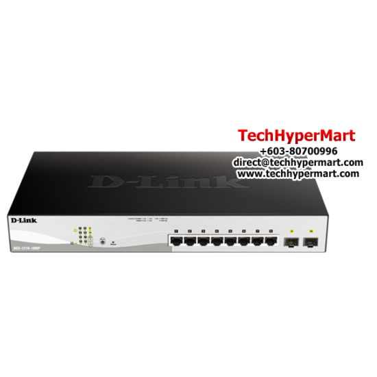 D-Link DGS-1210-10MP Managed Switches (8 Port Web Smart Gigabit POE Switch, 2 SFP Port, Network Security Features)