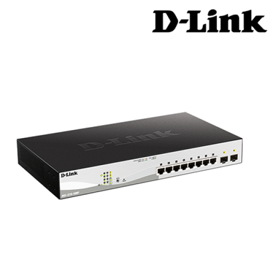 D-Link DGS-1210-10MP Managed Switches (8 Port Web Smart Gigabit POE Switch, 2 SFP Port, Network Security Features)