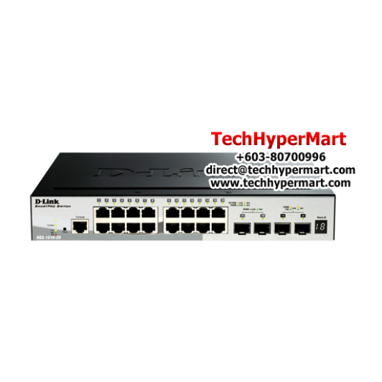 D-Link DGS-1510-20 Managed Switches (16 Port, Flexibility and Scalability, Two 10G SFP+ Stacking/Uplink)