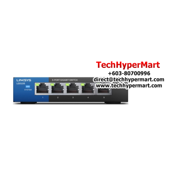 Linksys LGS105 Unmanaged Switch (5-Port, 10/100/1000mbps, 10Gbps)