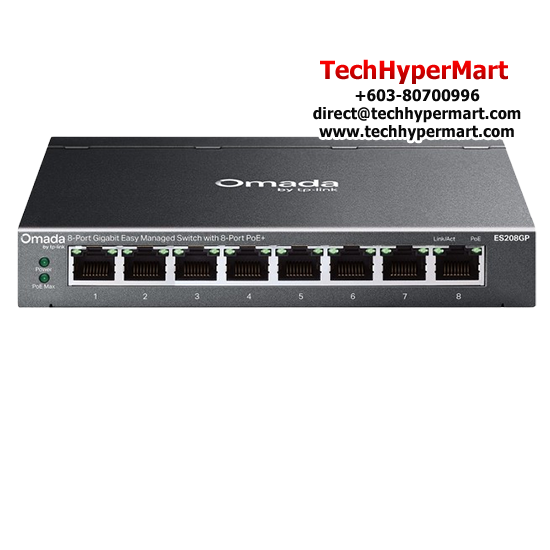 TP-Link ES208GP Managed Switch (8-Port, 8× 10/100/1000 Mbps PoE+ RJ45 Ports)