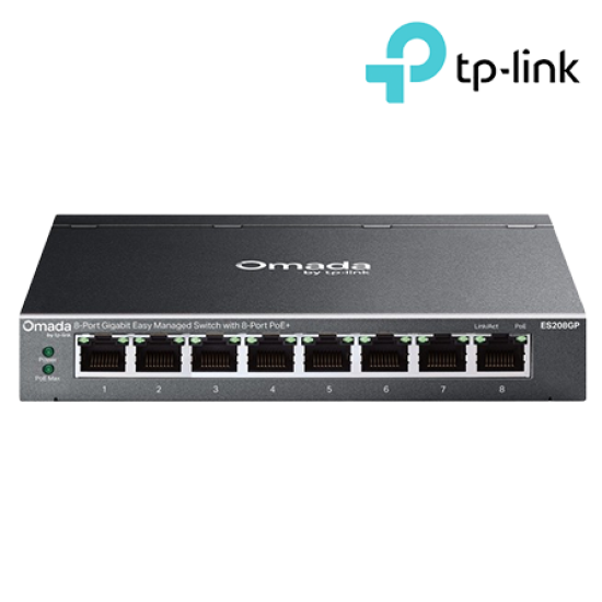 TP-Link ES208GP Managed Switch (8-Port, 8× 10/100/1000 Mbps PoE+ RJ45 Ports)