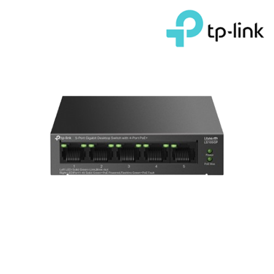 TP-Link LS105GP Unmanaged Switch (5-Port, 5× 10/100/1000Mbps RJ45 Ports)