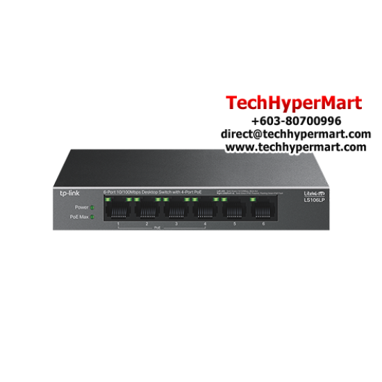 TP-Link LS106LP Switch (6-Port, 1.2 Gbps, 6× 10/100 Mbps, 0.8928 Mpps)