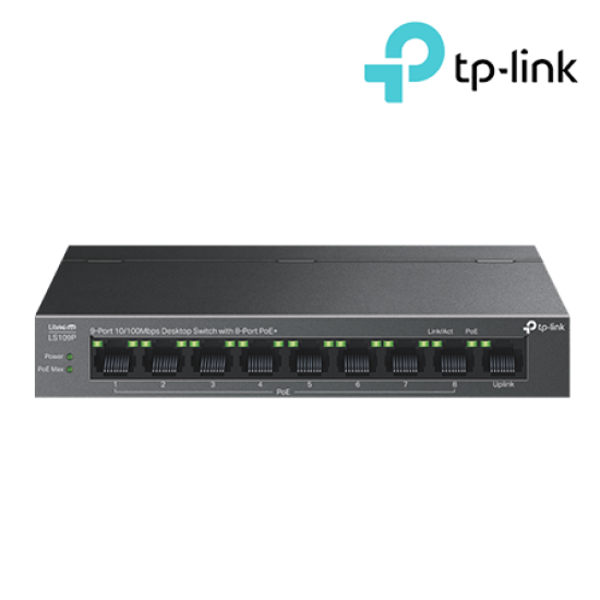TP-Link LS109P Switch (9-Port, 1.8 Gbps, 9× 10/100 Mbps, 1.3392 Mpps)