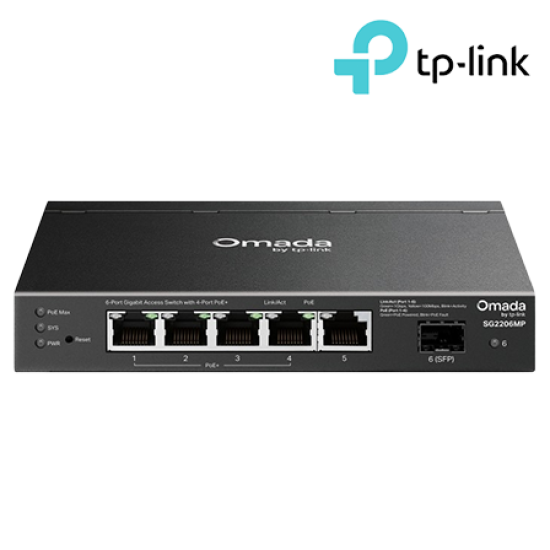 TP-Link SG2206MP Managed Switch (6-Port, 1× 10/100/1000 Mbps RJ45 Port)
