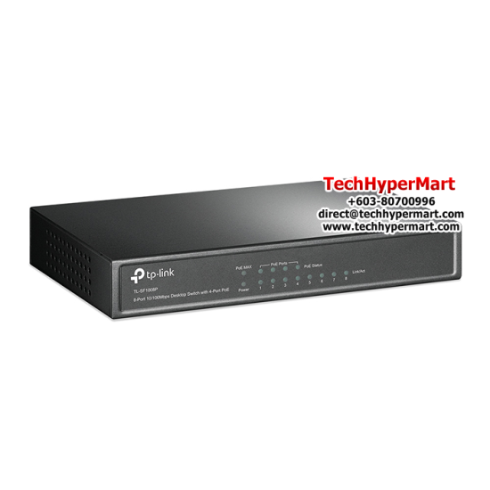 TP-Link TL-SF1008P Unmanaged POE Switch (8-Port, 8 10/100Mbps RJ45 Ports, 4-Port PoE) TP-Link TL-SF1008P Unmanaged POE Switch (8-Port, 8 10/100Mbps RJ45 Ports, 4-Port PoE)