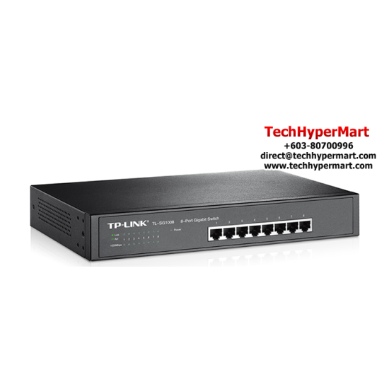 TP-Link TL-SG1008 Unmanaged Switch (8-Port, 8 10/100/1000Mbps, 13-inch Rackmount Steel Case) TP-Link TL-SG1008 Unmanaged Switch (8-Port, 8 10/100/1000Mbps, 13-inch Rackmount Steel Case)