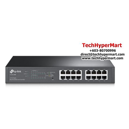 TP-Link TL-SG1016PE Gigabit Easy Smart Switch (8-Port + 8-Port PoE, 16 10/100/1000Mbps RJ45 ports, 150W PoE Power)