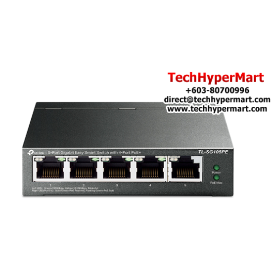 TP-Link TL-SG105PE Switch (5-Port, 4× Gigabit PoE+ Port) TP-Link TL-SG105PE Switch (5-Port, 4× Gigabit PoE+ Port)