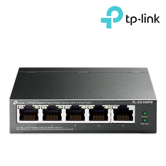 TP-Link TL-SG105PE Switch (5-Port, 4× Gigabit PoE+ Port) TP-Link TL-SG105PE Switch (5-Port, 4× Gigabit PoE+ Port)