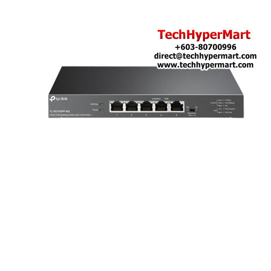 TP-Link TL-SG105PP-M2 Unmanaged Switch (5-Port, 5× 10 Mbps/100 Mbps/1 Gbps/2.5 Gbps RJ45 ports) TP-Link TL-SG105PP-M2 Unmanaged Switch (5-Port, 5× 10 Mbps/100 Mbps/1 Gbps/2.5 Gbps RJ45 ports)