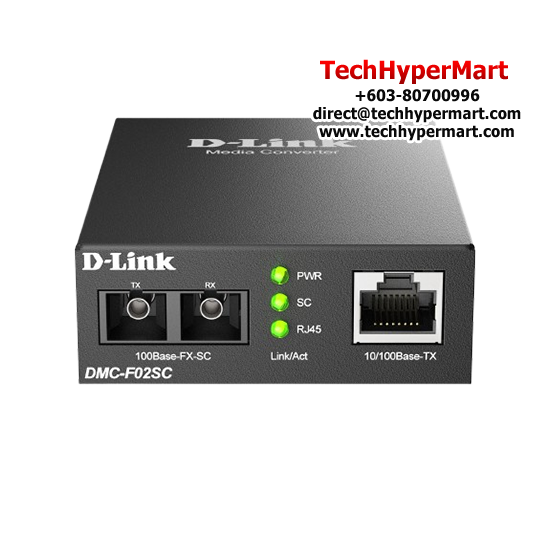 D-Link DMC-F02SC Media Convertors (1 x 10/100Base-TX port, Multi-mode Fiber, Gigabit Ethernet)
