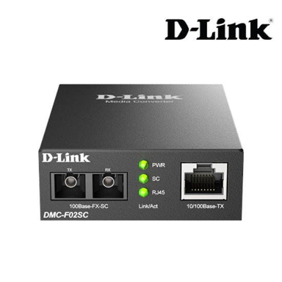 D-Link DMC-F02SC Media Convertors (1 x 10/100Base-TX port, Multi-mode Fiber, Gigabit Ethernet)