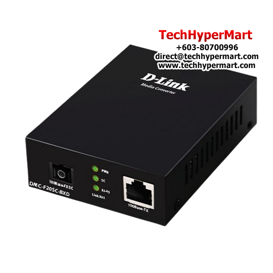 D-Link DMC-F20SC-BXD Media Convertors (One 10/100Base-TX port, Multi-mode Fiber, Gigabit Ethernet)