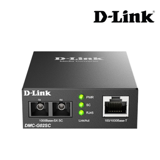 D-Link DMC-G02SC Media Convertors (1 x 10/100/1000Base-T port, Multi-mode Fiber, Gigabit Ethernet)
