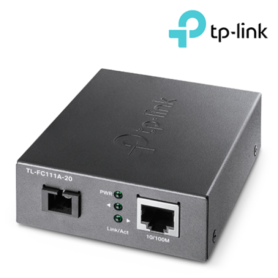 TP-Link TL-FC111A-20 Media Convertors (10/100 Mbps, Bi-Directional Fiber Converter, 1× 100Mbps SC Port)