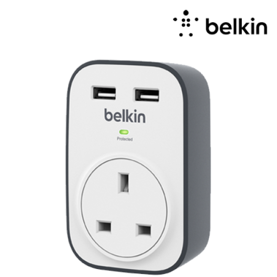 Belkin Surge Plus USB Surge Protector (BSV103sa, Single AC Outlet, Dual Port USB Charging)